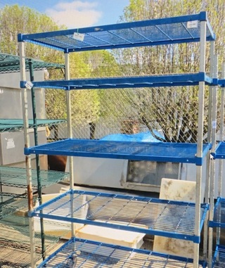 One Blue Amco Shelving System With 4 Shelves On Casters. 48X24X78