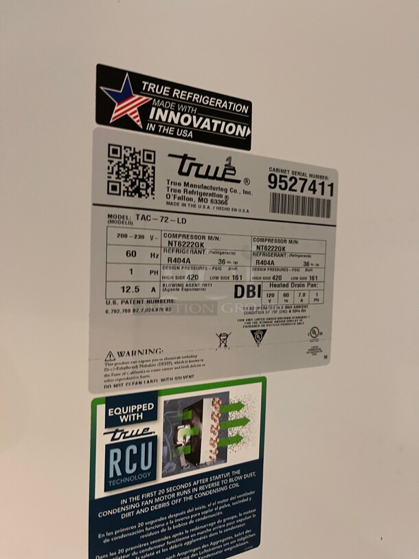 2020! True TAC-72-LD Commercial Grab and Go Merchandiser with 3 Shelves 220 Volt 1 Phase Tested and Working! 72x32x81 - Image 5 of 10