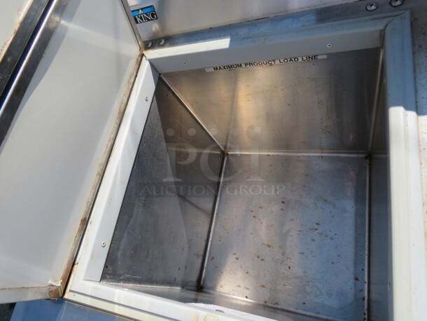 One Silver King Desert Table With 2 Under Shelves, 1 Over Shelf, Freezer, And Faucet. 50X28X42.5 - Image 3 of 3