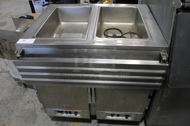 Hot Food Boxes CW2 Stainless Steel Commercial 2 Well Steam Table w/ 2 Door Holding Cabinet on Commercial Casters. 115 Volts, 1 Phase. Tested and Powers On But Does Not Get Warm - Image 1 of 8