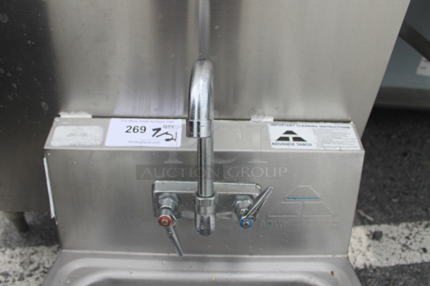 Advance Tabco Stainless Steel Commercial Single Bay Wall Mount Sink w/ Faucet and Handles. - Image 5 of 7
