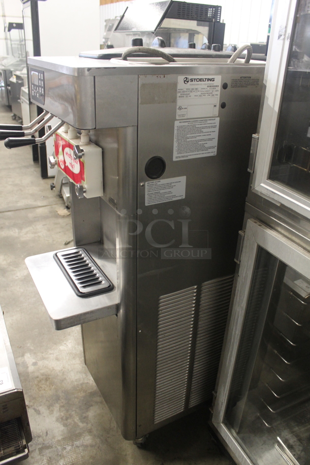 2014 Stoelting F231-18I2-OT2 Stainless Steel Commercial Floor Style Water Cooled 2 Flavor w/ Twist Soft Serve Ice Cream Machine on Commercial Casters. 208-240 Volts, 1 Phase.  - Image 3 of 6