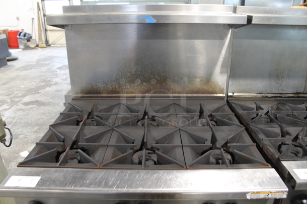 LATE MODEL! Vulcan 36S-6BN Stainless Steel Commercial Natural Gas Powered 6 Burner Range w/ Oven, Over Shelf and Back Splash. - Image 2 of 12