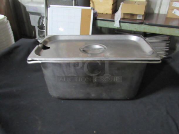 1/3 Size Long 6 Inch Deep  Hotel Pan With Lid. 2XBID. 