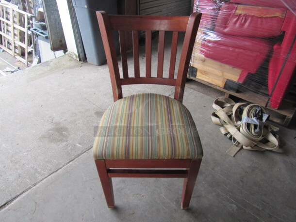 Wooden Chair WIth A Cushioned Seat. 2XBID.