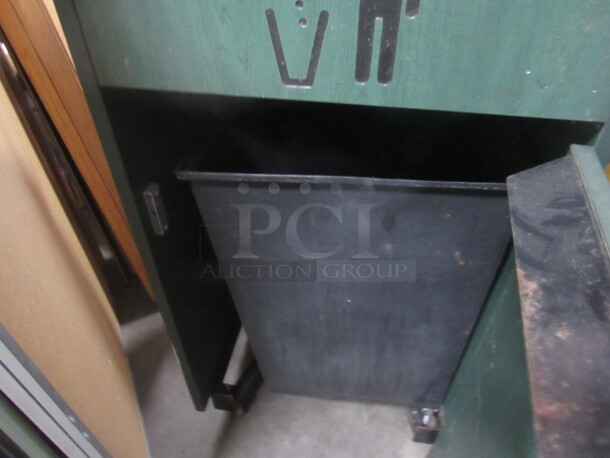 One 1 Door Trash Receptacle With Can On Casters. 26X26X46 - Image 2 of 2