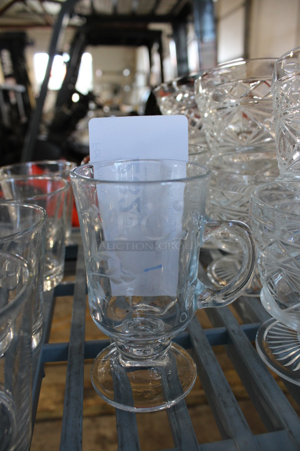 4 Glass Footed Mugs. 3x2.5x4.5. 4 Times Your Bid!