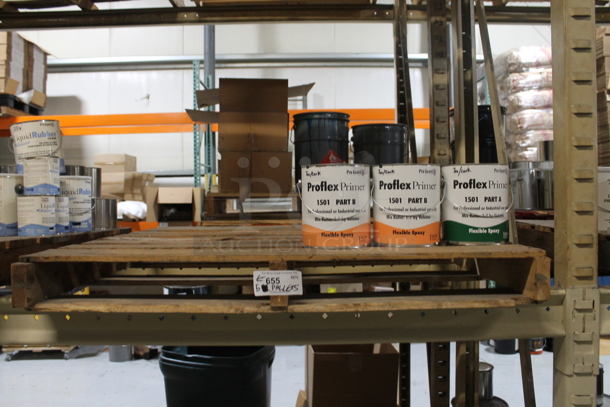 ALL ONE MONEY! FIVE PALLET LOT of Various Items Including Proflex Part A and B Flexible Epoxy, Liquid Rubber and Label Roll. BUYER MUST REMOVE. - Image 3 of 9