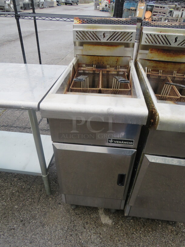 One Venancio Natural Gas Deep Fryer With 2 Baskets. Model# RFB50. WORKING WHEN REMOVED 16X33X47. $2030.00 - Item #1108866