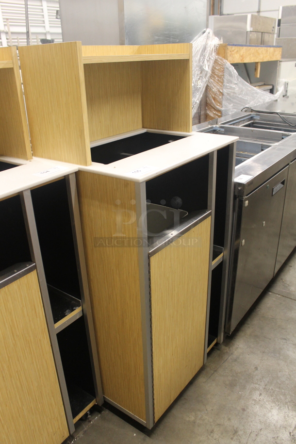 Wood Pattern Trash Can Shell w/ Trash Can, Trash Deposit Hole, Over Shelf and Door.  - Image 2 of 5