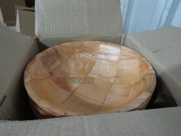 NEW 8 Inch Woven Wood Salad Bowls. 12XBID