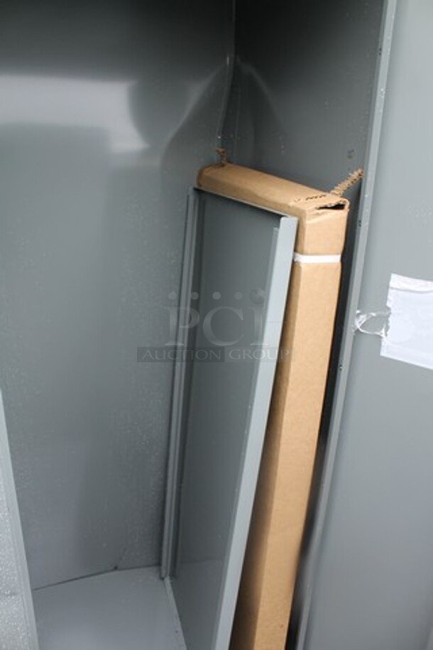 BRAND NEW SCRATCH AND DENT! Hallowell  Gray Metal 2 Door Cabinet. - Image 3 of 4