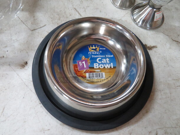 NEW Stainless Steel Cat Bowl. 12XBID. #PK508
