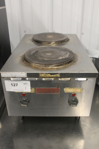 Cecilware EL-24 SH Stainless Steel Commercial Countertop Electric Powered 2 Burner Hot Plate Range. 240 Volts, 1 Phase. 