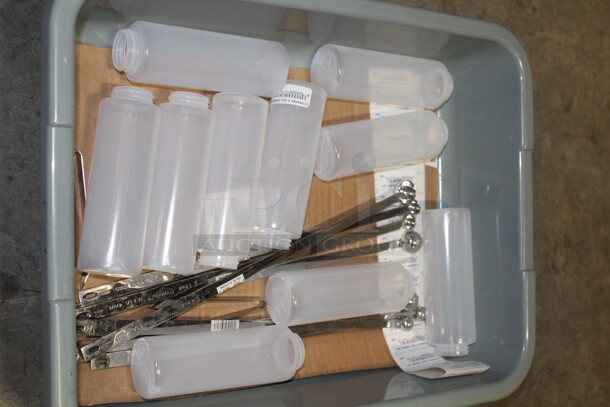 ALL ONE MONEY! Lot Of New Plastic Bottles And Vollrath Long Handled Measuring Spoons.  - Image 1 of 2