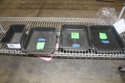 NEW! 4 Vollrath Steel Coat Insert/Pans. (1) Is 1/4 Size X 4" And (3) Are 1/2 Size x 2.5"  4X Your Bid! 