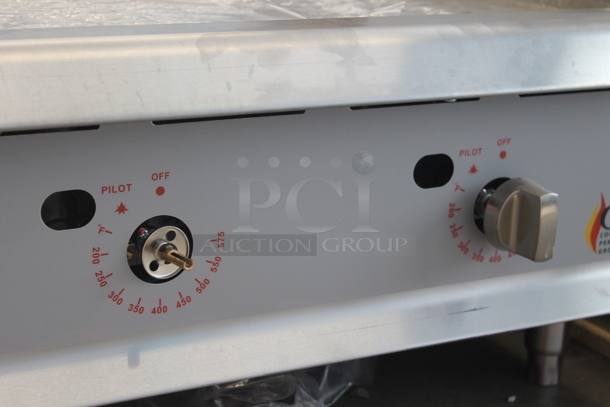 BRAND NEW SCRATCH AND DENT! 2022 Cooking Performance Group CPG 351GTCPG48NL Stainless Steel Commercial Countertop Natural Gas Powered Flat Top Griddle w/ Thermostatic Controls. 120,000 BTU.  - Image 3 of 7