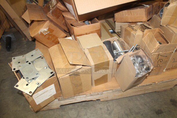 ALL ONE MONEY! Pallet Of Miscellanous Equipment Legs, Casters, Metal Plates  - Image 3 of 6