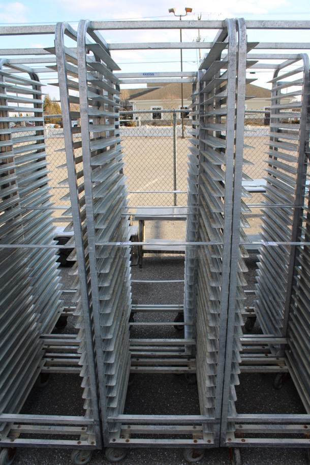Metal Commercial Pan Transport Rack on Commercial Casters. 20.5x26x74