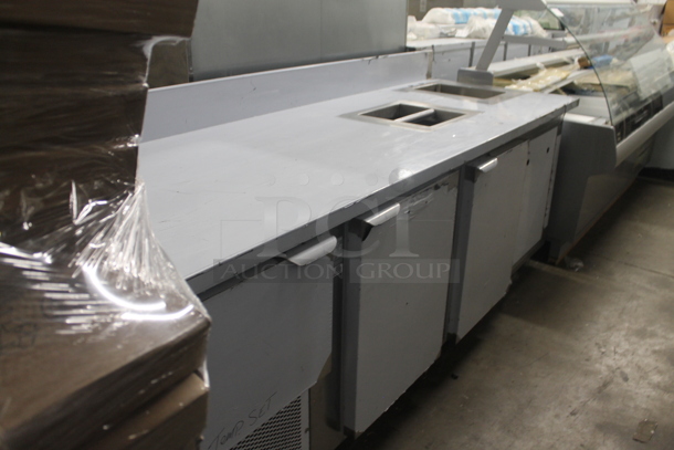 BRAND NEW SCRATCH AND DENT! CustomCool LBC8SC Stainless Steel Commercial Work Top 3 Door Cooler w/ Sink Bay. 115 Volts, 1 Phase. Bay 11x15x11. Tested and Working! - Image 3 of 10