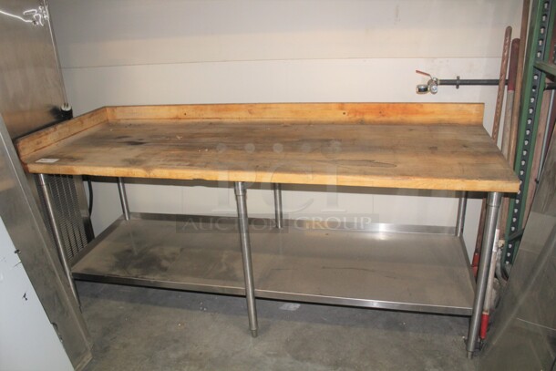 GREAT! Commercial Stainless Steel Butcher Block Top Work Table. 84x30x38