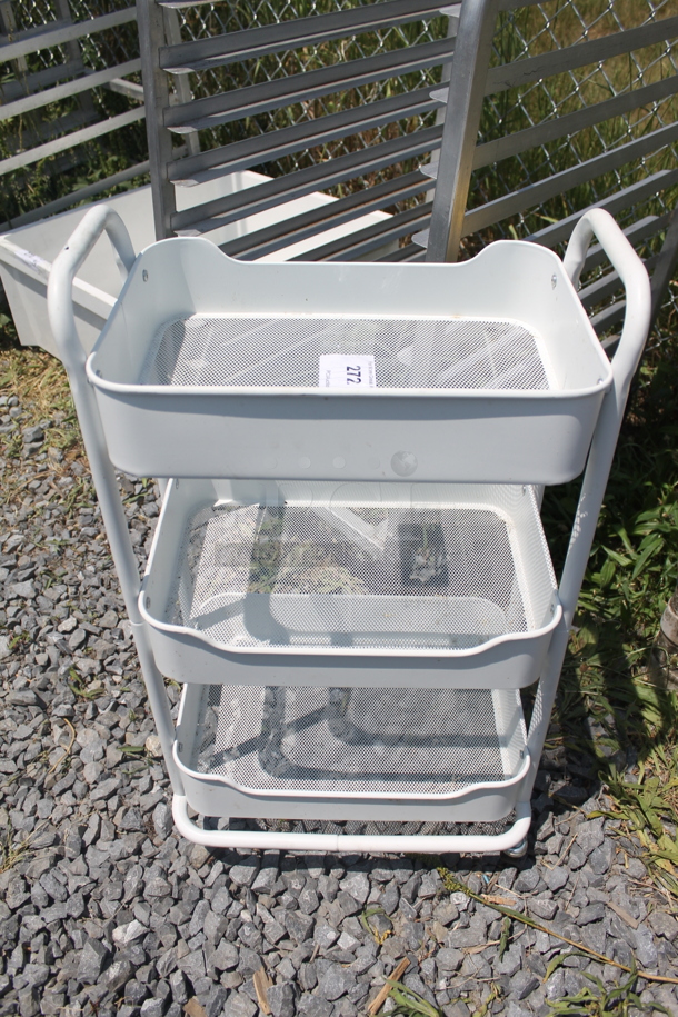 White 3-Tier Cart On Commercial Casters.