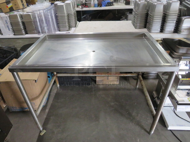 One Stainless Steel Table With A Removeable Top And A 1 Inch Drain Hole In The Middle. 48X30X33.5