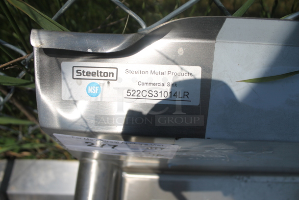 BRAND NEW SCRATCH AND DENT! Steelton 522CS31014LR Commercial Stainless Steel 3 Bay Sink With Left And Right Drainboards - Image 2 of 5