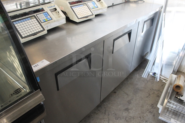 2013 True TWT-72 ENERGY STAR Stainless Steel Commercial 3 Door Work Top Cooler. 115 Volts, 1 Phase. Tested and Working! - Image 1 of 8