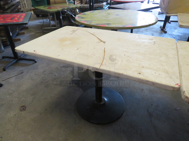 One Covered Table Top On A Pedestal Base. 48X30X29