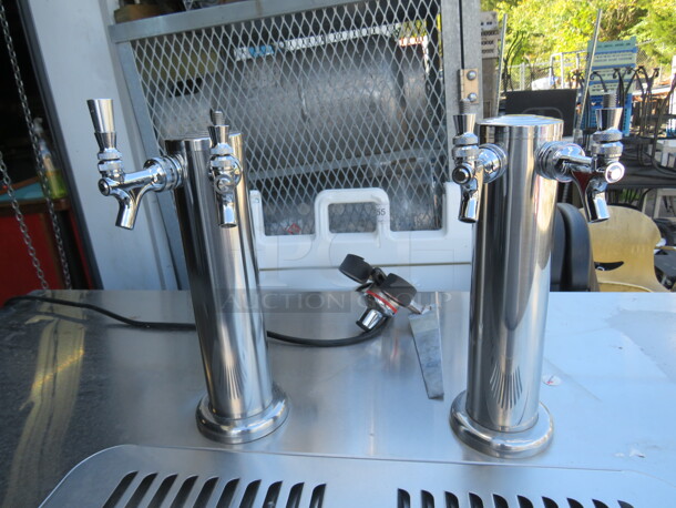 One WORKING Atosa 2 Door Kegorator With 2 Towers And 4 Taps. 115 Volt. Model# MKC58GR. 57X27X40  - Image 3 of 3