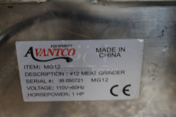 BRAND NEW SCRATCH AND DENT! Avantco MG12 Stainless Steel Commercial Countertop Meat Grinder. 110 Volts, 1 Phase. Tested and Working! - Image 5 of 5