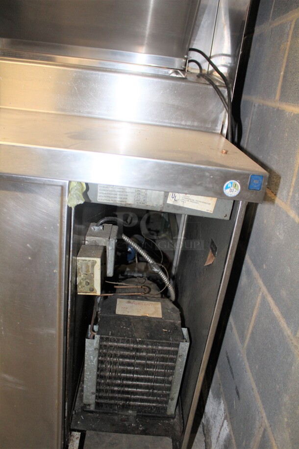 NICE! Delfield 2 Door Refrigerated Prep Table With Overshelves On Casters! 66x32.5x73. 115V/60Hz Working When Pulled!  - Image 6 of 8