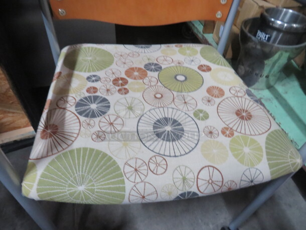 NEW Metal Arm Chair With Wooden Back, And Cushioned Seat On Casters. 2XBID - Image 2 of 3