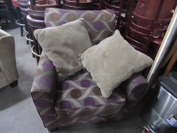 One Overstuff Chair With 2 Pillows. 33X35X36