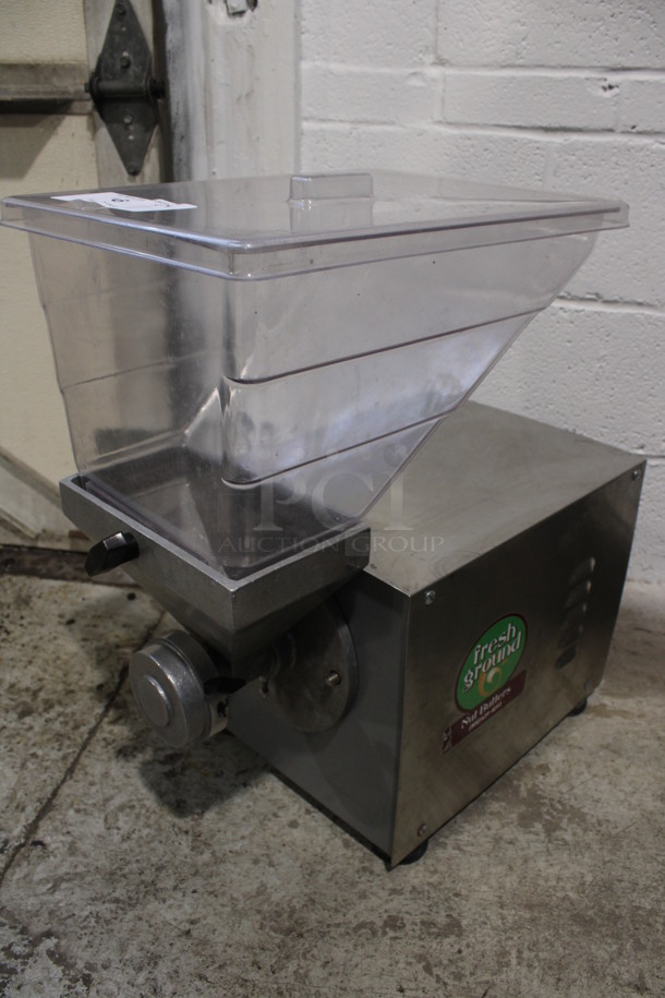 2017 Olde Tyme Model PN2 Stainless Steel Commercial Countertop Single Hopper Peanut Butter Mill Nut Grinder. 115 Volts, 1 Phase. 11x21x21. Tested and Working!