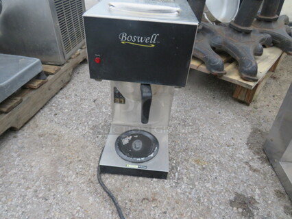 One Boswell Coffee Brewer With Filter Basket. Model# DC-128. 8.5X14X18.5