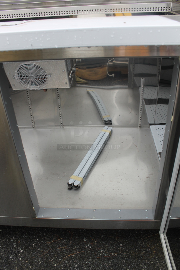 BRAND NEW SCRATCH AND DENT! CustomCool BM108R Stainless Steel Commercial Sandwich Salad Prep Table Bain Marie. Does Not Come w/ Remote Compressor.  - Image 5 of 9