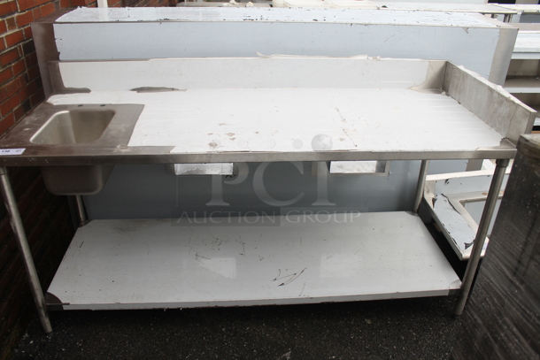 BRAND NEW SCRATCH AND DENT! Stainless Steel Commercial Table w/ Back Splash, Sink Bay and Under Shelf. Bay 10x14x10 - Image 1 of 3