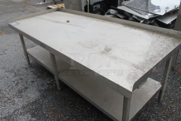 BRAND NEW SCRATCH AND DENT! Stainless Steel Commercial Equipment Stand w/ Back Splash and Under Shelf. - Image 3 of 3