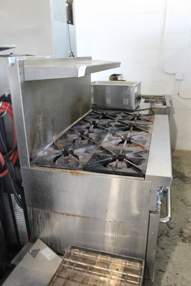 Migali C-RO8-NG Stainless Steel Commercial Natural Gas Powered 8 Burner Range w/ 2 Ovens, Over Shelf and Back Splash on Commercial Casters. - Image 6 of 12