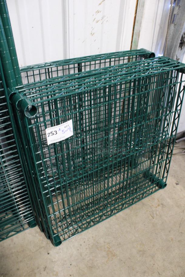 ALL ONE MONEY! Lot of 5 Green Finish Shelves and 4 Green Finish Poles! 24x24x1.5, 70" - Image 4 of 4