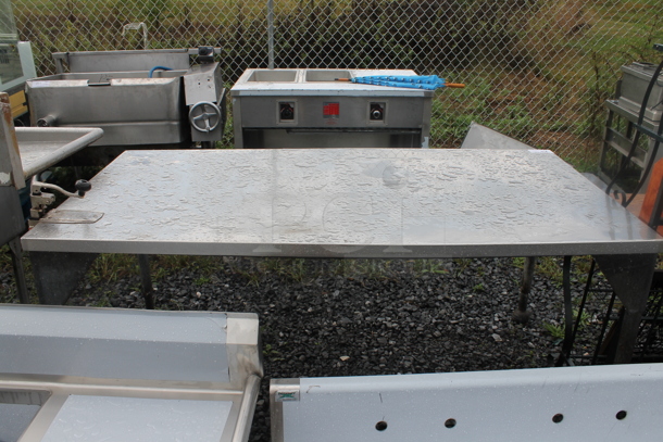 Stainless Steel table w/ Mounted Commercial Can Opener. - Image 1 of 3