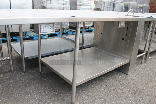BRAND NEW! Stainless Steel Commercial Table w/ Sink Bay, Faucet, Handles and Under Shelf. Bay 24x20 - Image 8 of 12