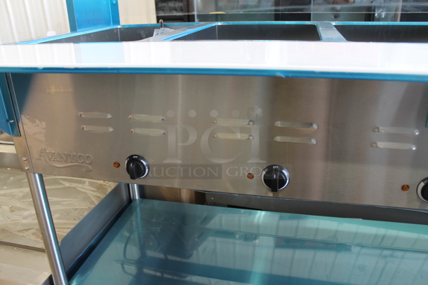 BRAND NEW SCRATCH AND DENT! Avantco 177STE5S Stainless Steel Commercial Electric Powered 5 Bay Steam Table w/ Under Shelf. 208/240 Volts, 1 Phase.  - Image 3 of 7