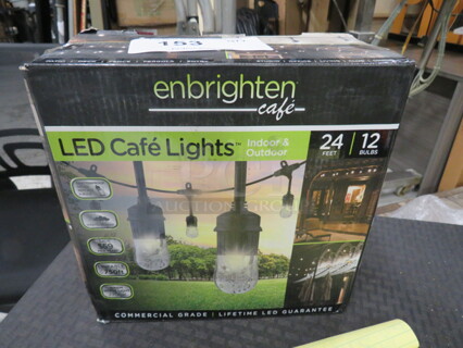 One NEW Set Of 12 Bulb 24 Foot Cafe Lights.