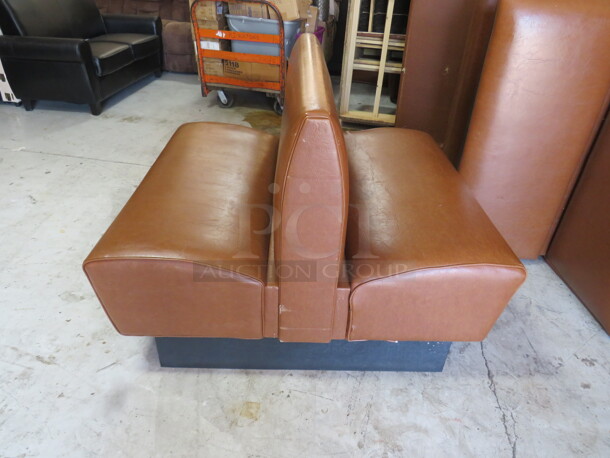 One Double Sided Brown Cushioned Booth. 44X50X36 - Image 1 of 1