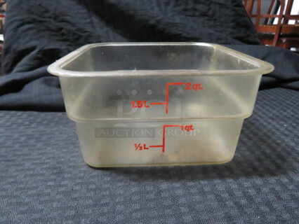 One 2 Quart Food Storage Container. 