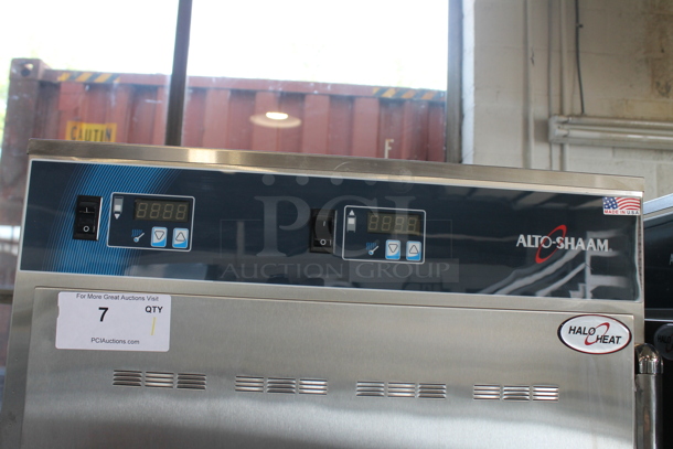 BRAND NEW! 2022 Alto Shaam 1200-UPS Commercial Stainless Steel Double Deck Heated Holding Cabinet With Steel Racks On Commercial Casters. 120V, 1 Phase. Tested and Working!   - Image 2 of 8