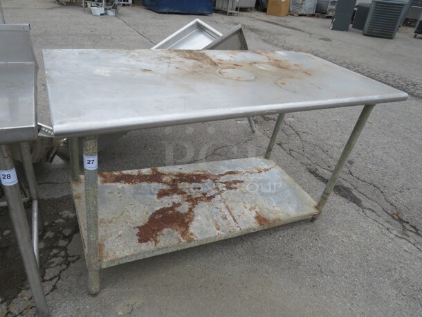 One Stainless Steel Table With Under Shelf. 60X30X36